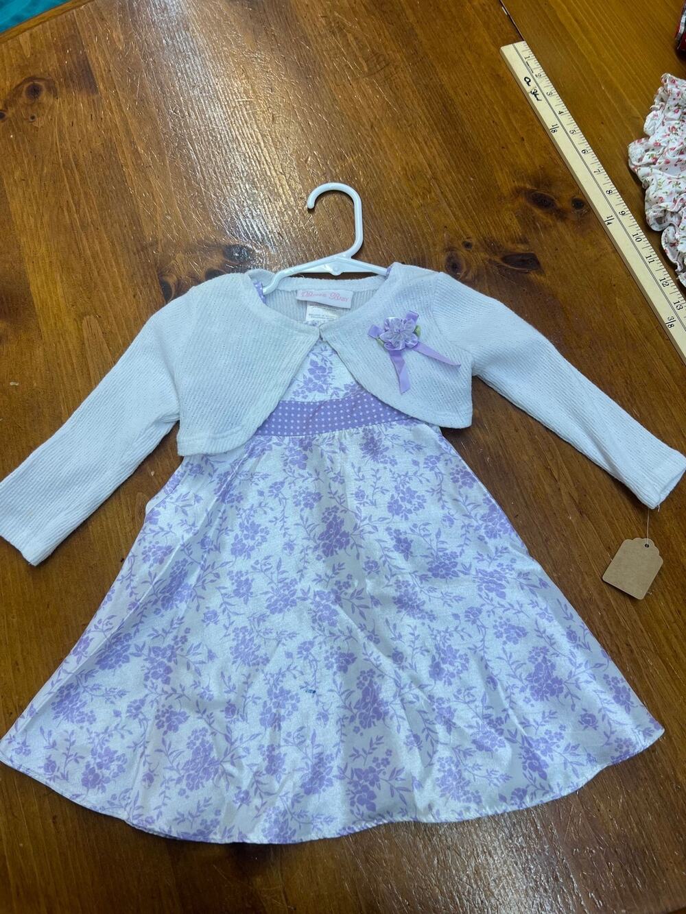 Bonnie Baby Lavender Cardigan & Floral Dress Set – NWOT – 12M
